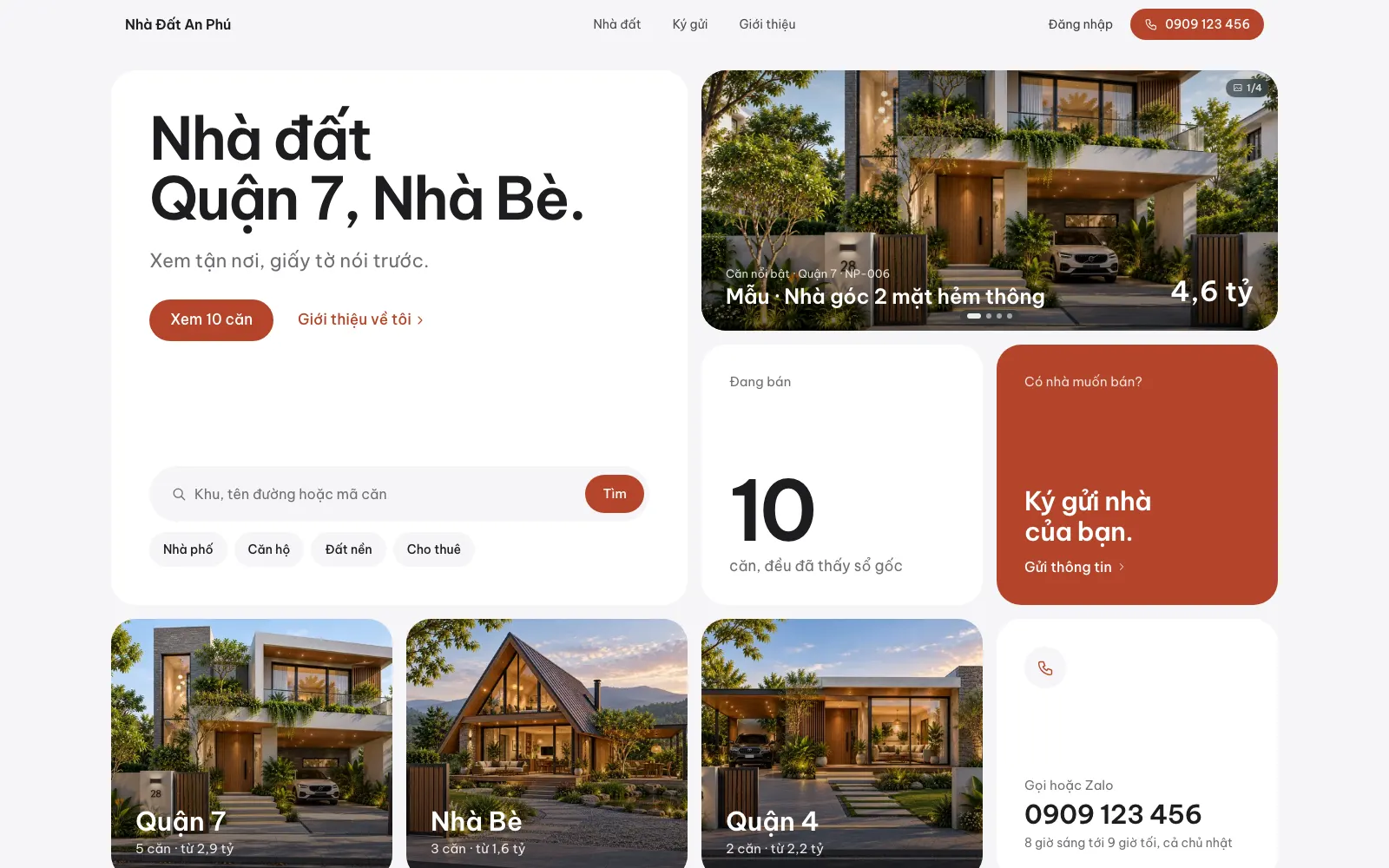 Web mẫu dựng theo khoá — Trang chủ